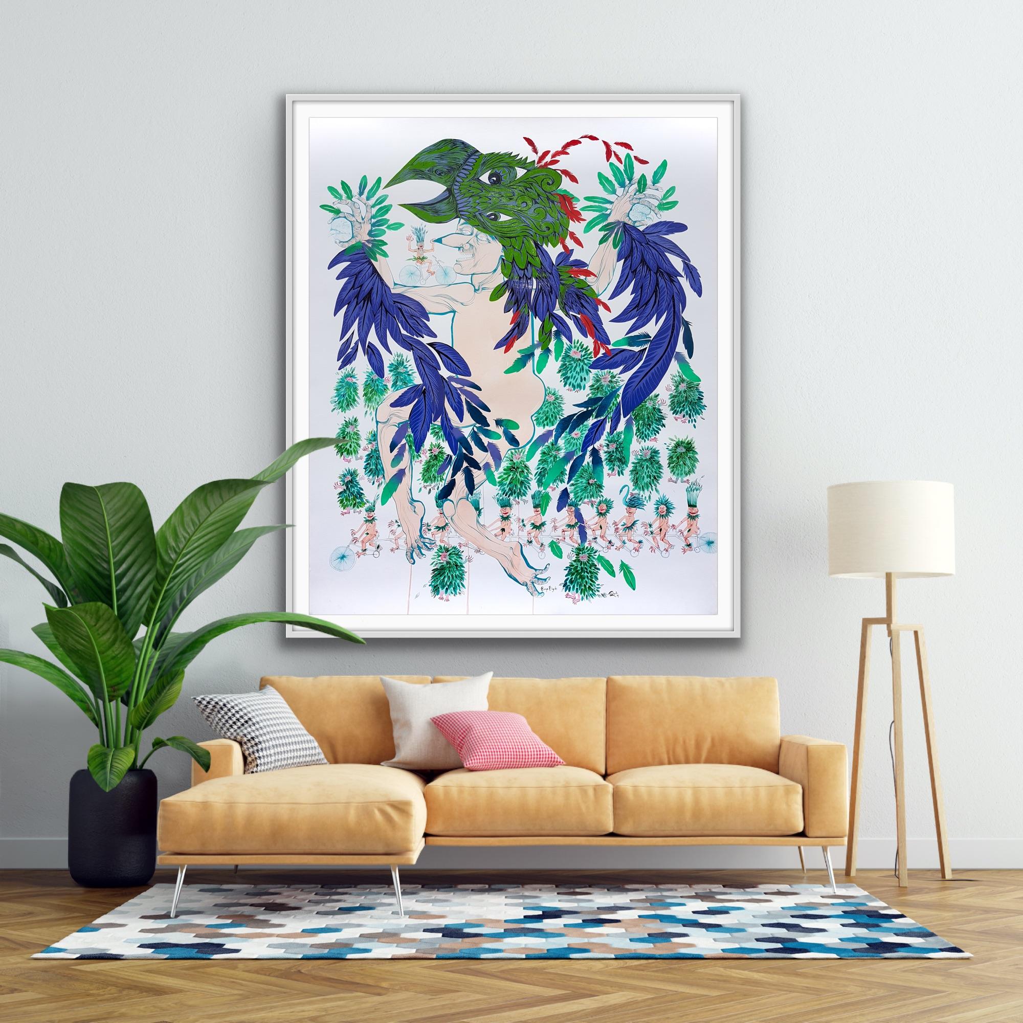 Gran cuadro surrealista Royal of College Art LGBTQ+ Mujer artista Bicicletas azules en venta 7