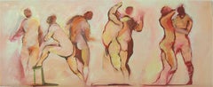 Ellas (Female for "them"), nude women dancing, oil painting on paper
