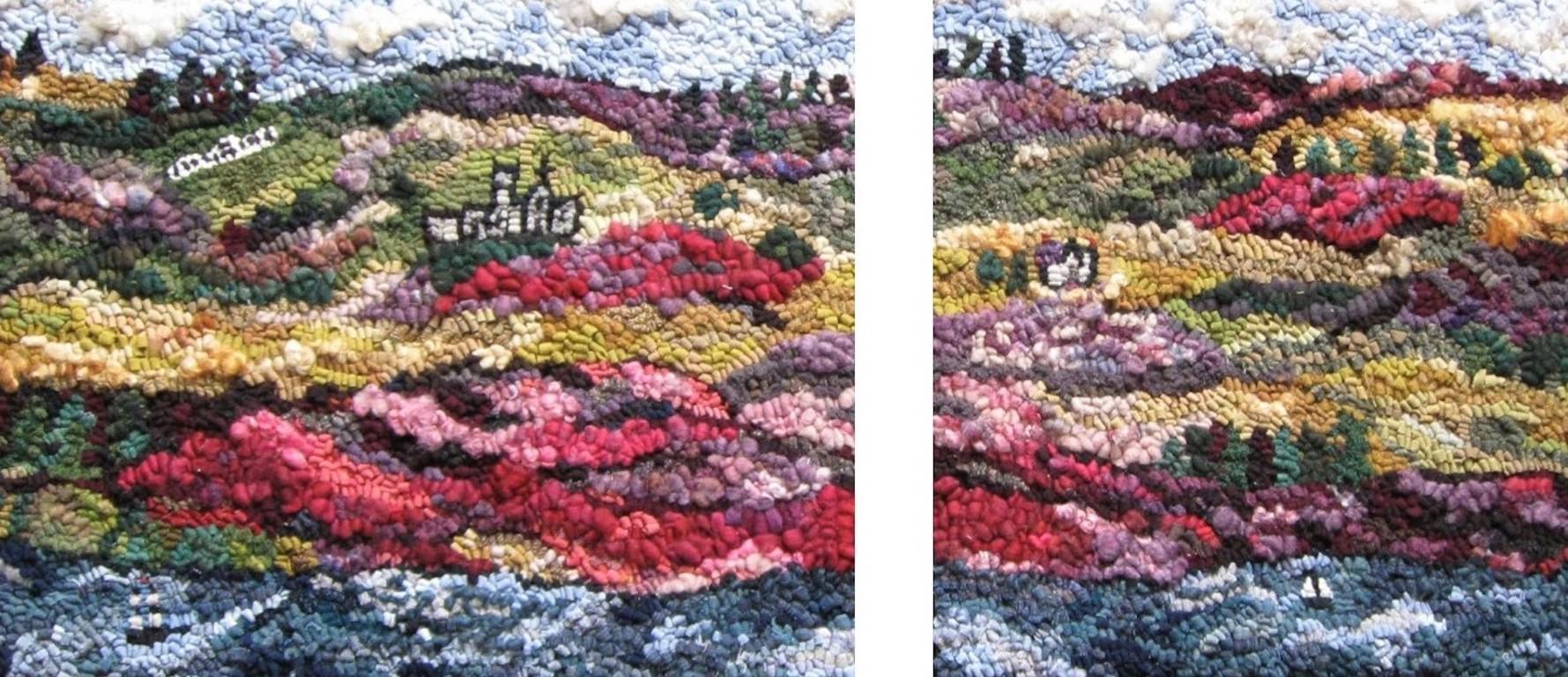 Lyndhurst and Sunnyside, woven textile art, landscape diptych - Mixed Media Art by Mary Tooley Parker