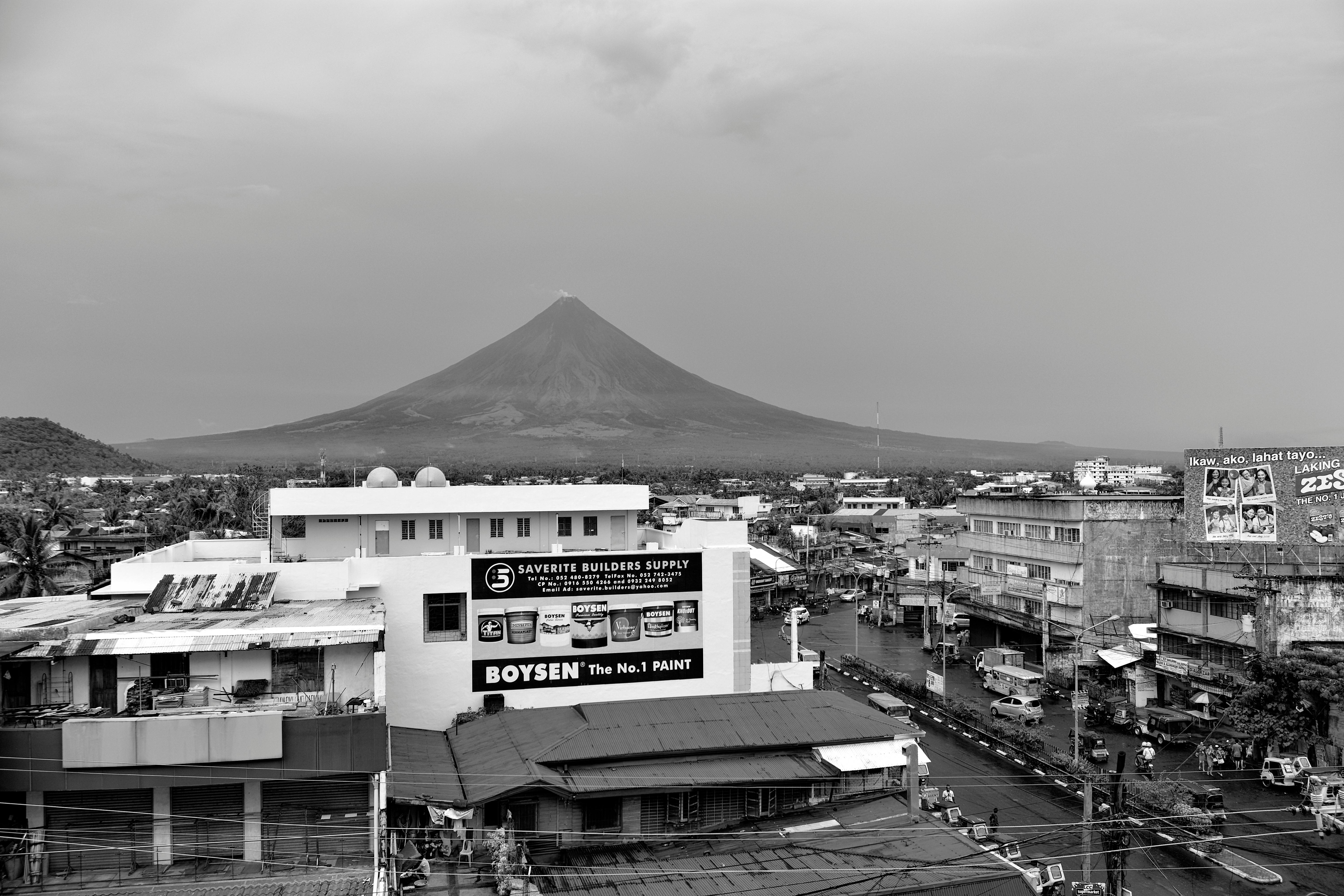 Leandro Artigala Landscape Photograph - Mayon Volcano, black and white photograph of volcano