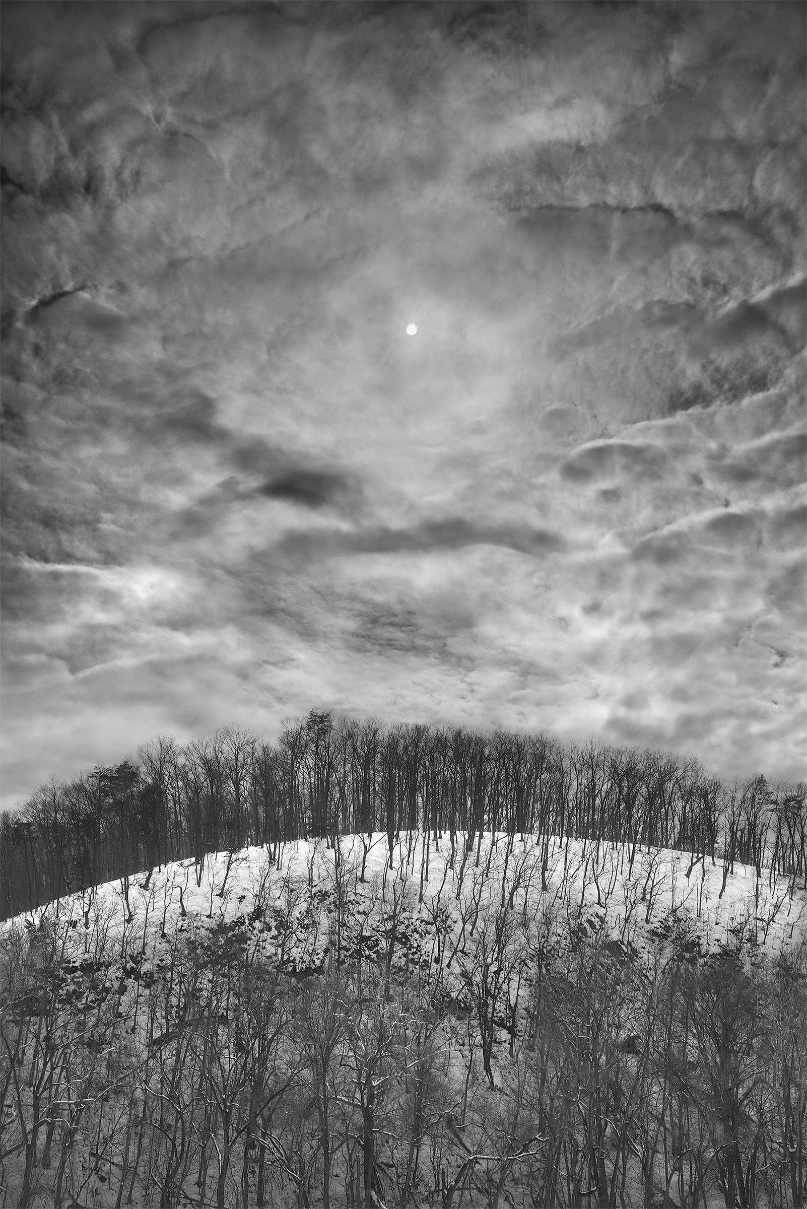 Ron Paras Black and White Photograph - Orbit, black and white photograph of winter landscape