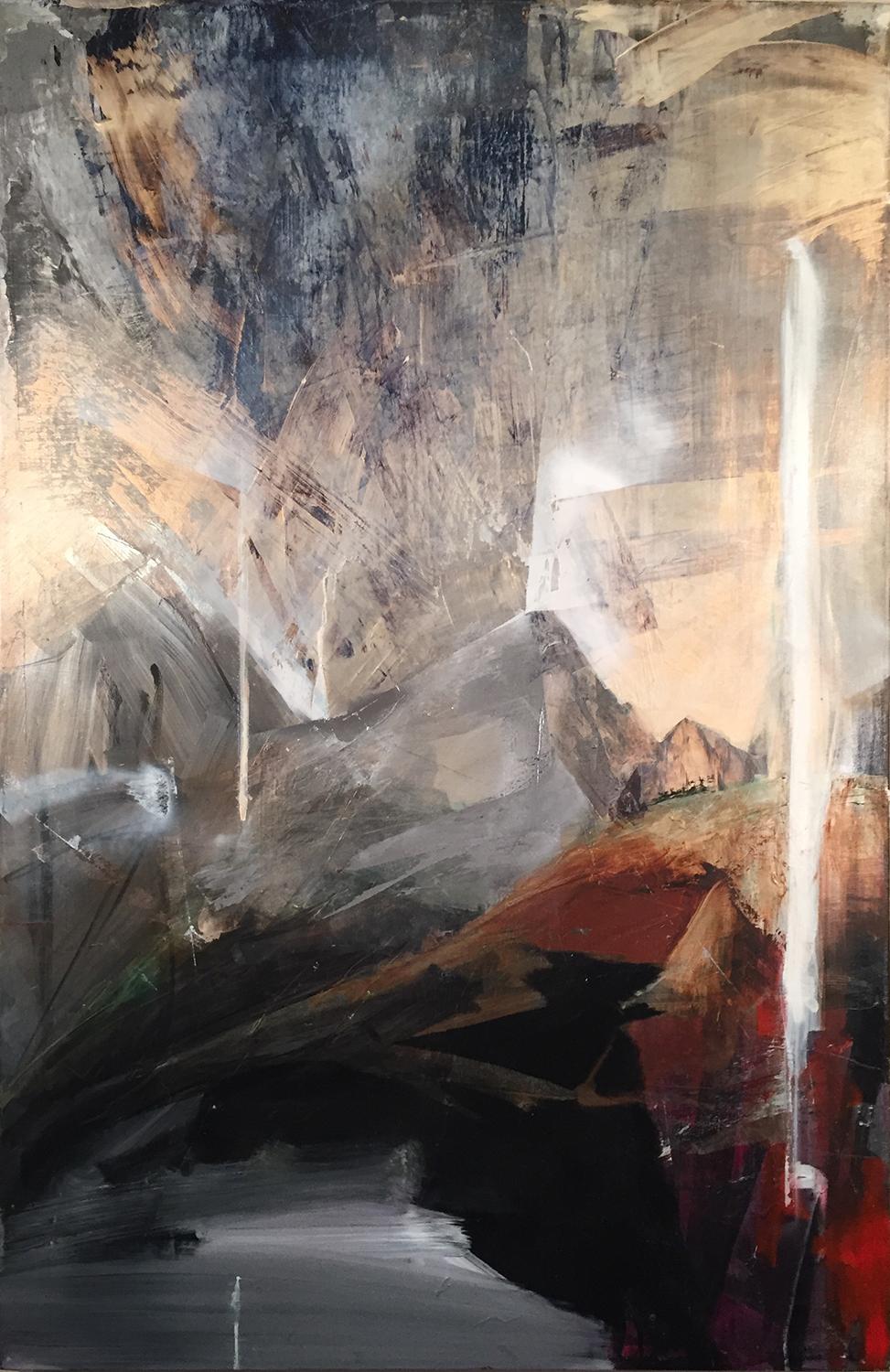 Zachary Lobdell Abstract Painting - Storm & Flare, abstracted rockscape on canvas