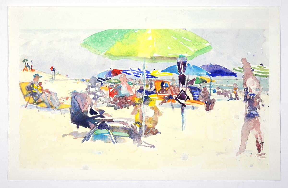 Steve Singer Figurative Art - Long Beach Panorama