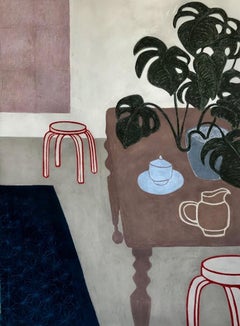 Jordaan, large interior work on paper, still life with plants