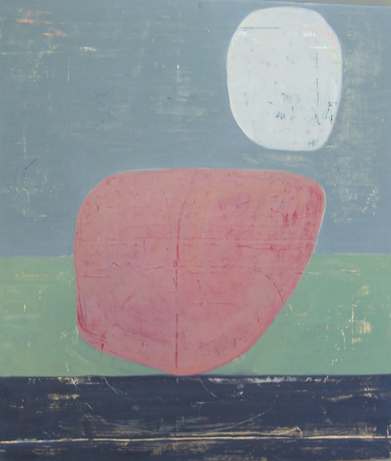 Tom Gaines Abstract Painting - Rock 188: Moonlight Sonata, pink pastel abstract oil painting