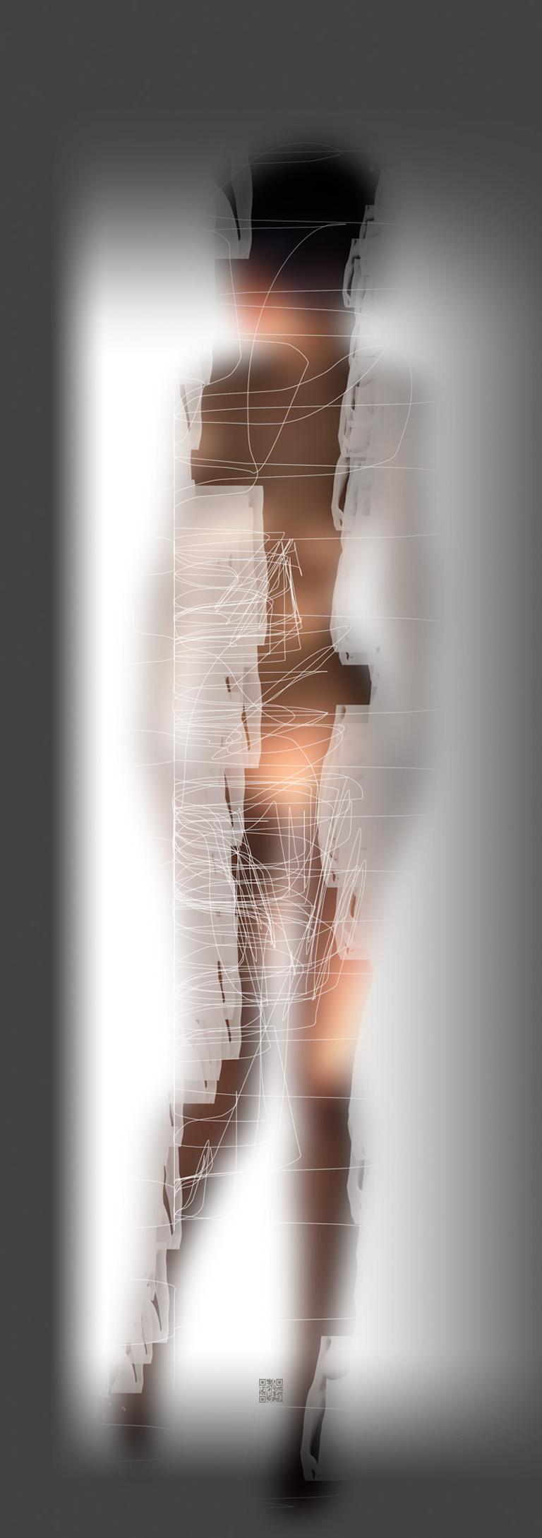 Gary Kaleda Nude - Oblique, digital painting of nude female, vertical