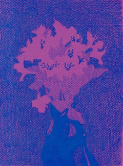 Lilies IV (Sketch) (flowers, floral, purple. blue, abstract, drawing)