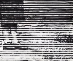 Found Alone  (figure, stripes, woman, black and white, ink on paper)