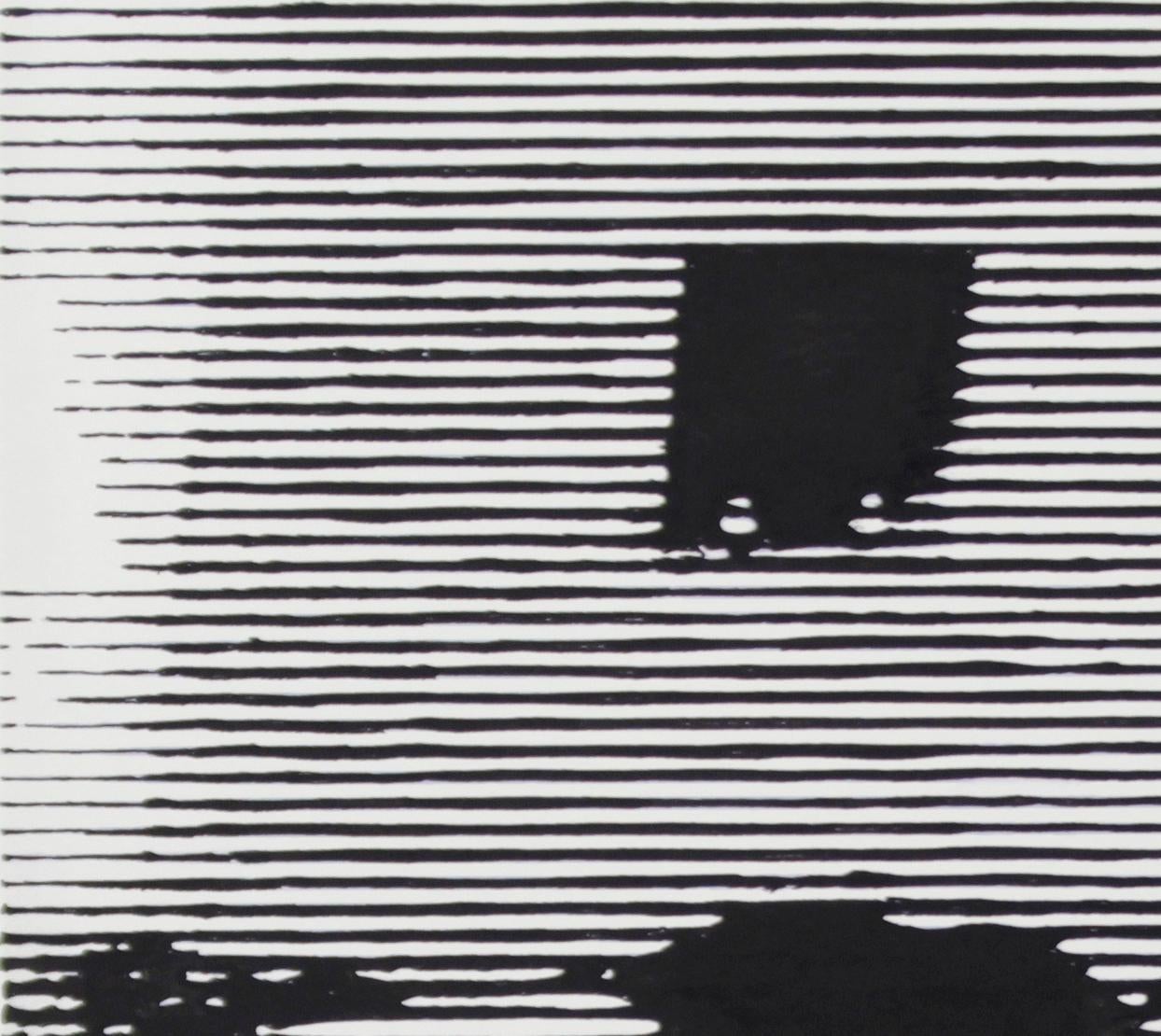 Mona, Not Mona (figura, strisce, donna, bianco e nero, inchiostro su carta) - Art Contemporaneo di Charles Buckley