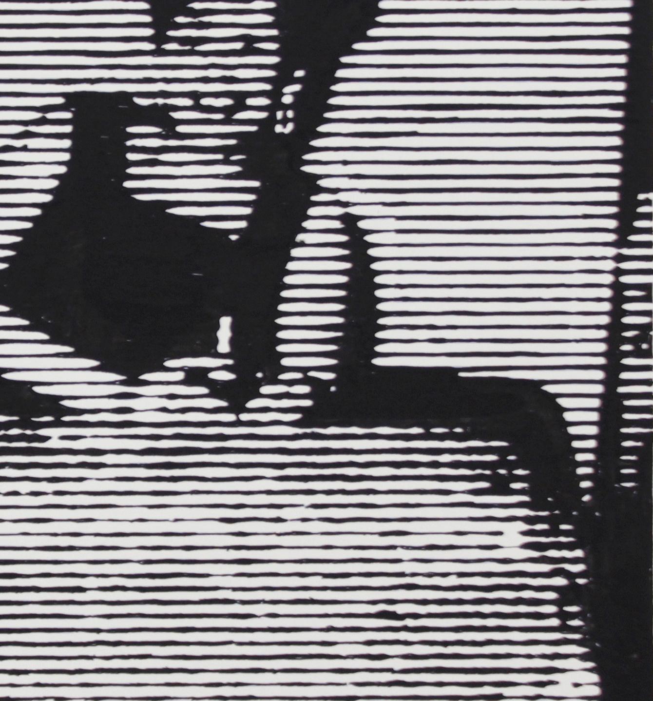 Mona, Not Mona (figura, strisce, donna, bianco e nero, inchiostro su carta) - Art di Charles Buckley