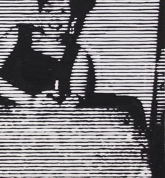 Mona, Not Mona (figure, stripes, woman, black and white, ink on paper)