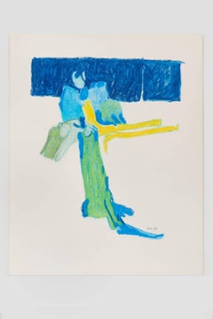 Sans titre II (bleu), pastel sur papier, 20 x 16 pouces. Couleurs vives