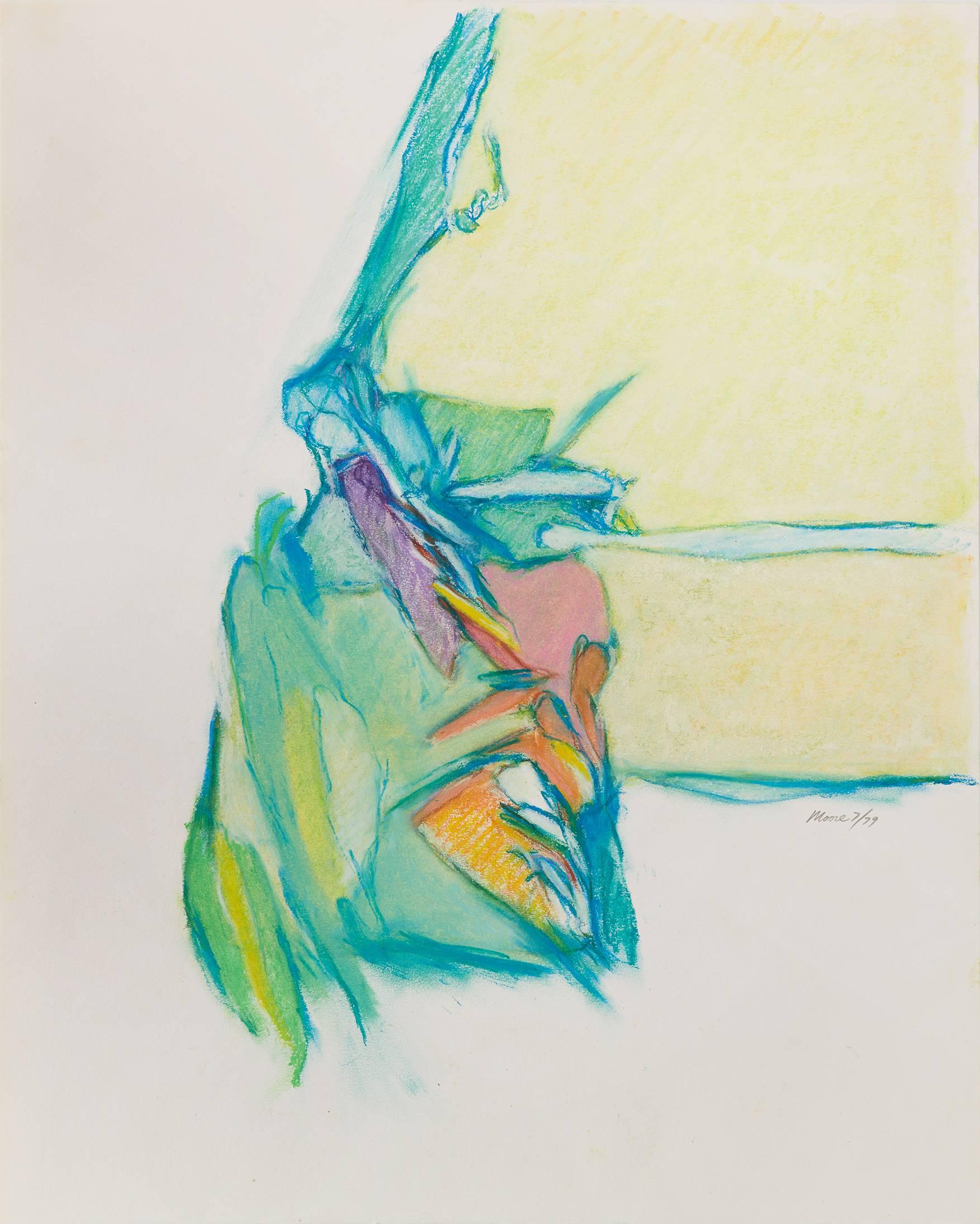James Moore Abstract Drawing - Untitled II (multi), 1979, pastel on paper, 20 x 16 inches. Soft abstraction