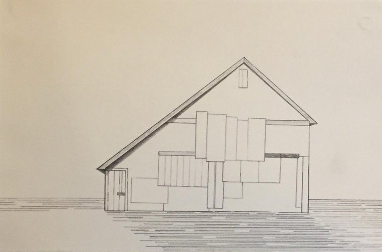 James Isherwood Landscape Art - Husker, graphite on paper, black and white architectural drawing