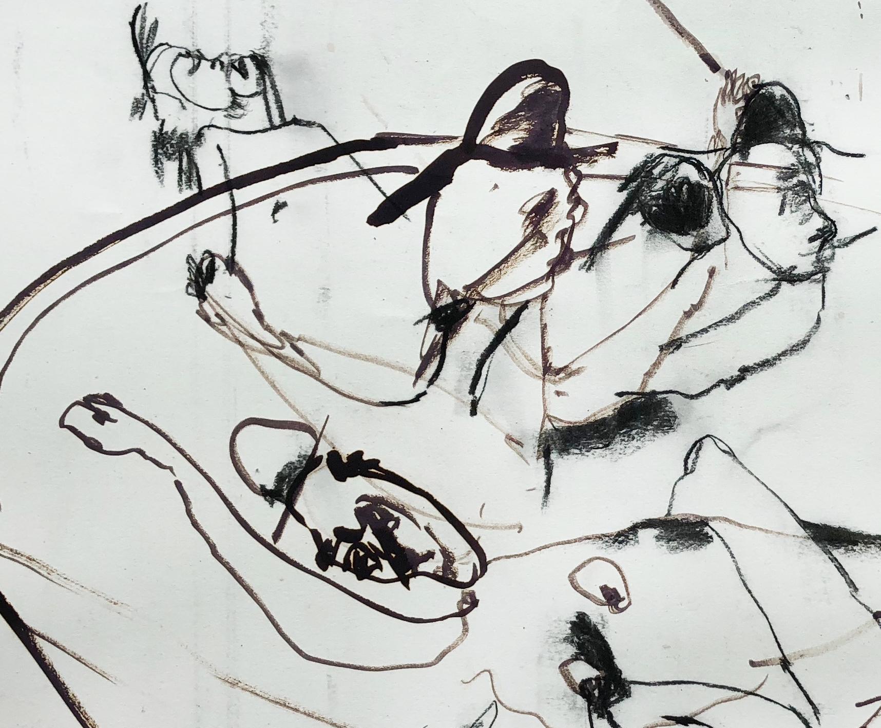 Skizze (Maumere), abstraktes expressionistisches Werk auf Papier, Schwarz-Weiß – Art von Lydia Janssen
