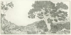 Landscape No. 2, intricate etching of a forest on paper