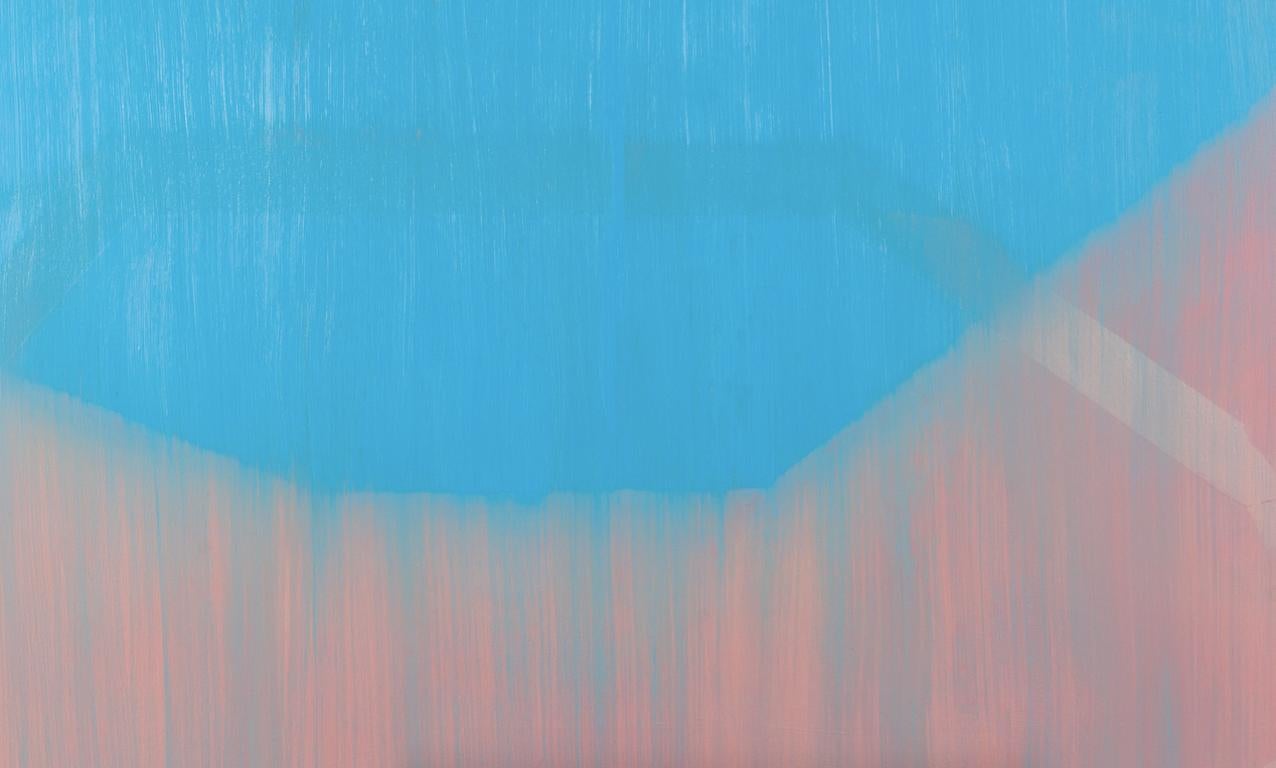 Cotton Candy, pink and blue abstract oil painting on canvas - Painting by Liz Rundorff Smith