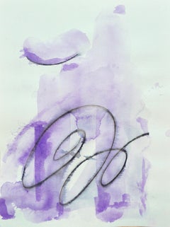 Line over Lavender, purple abstract watercolor painting on archival paper