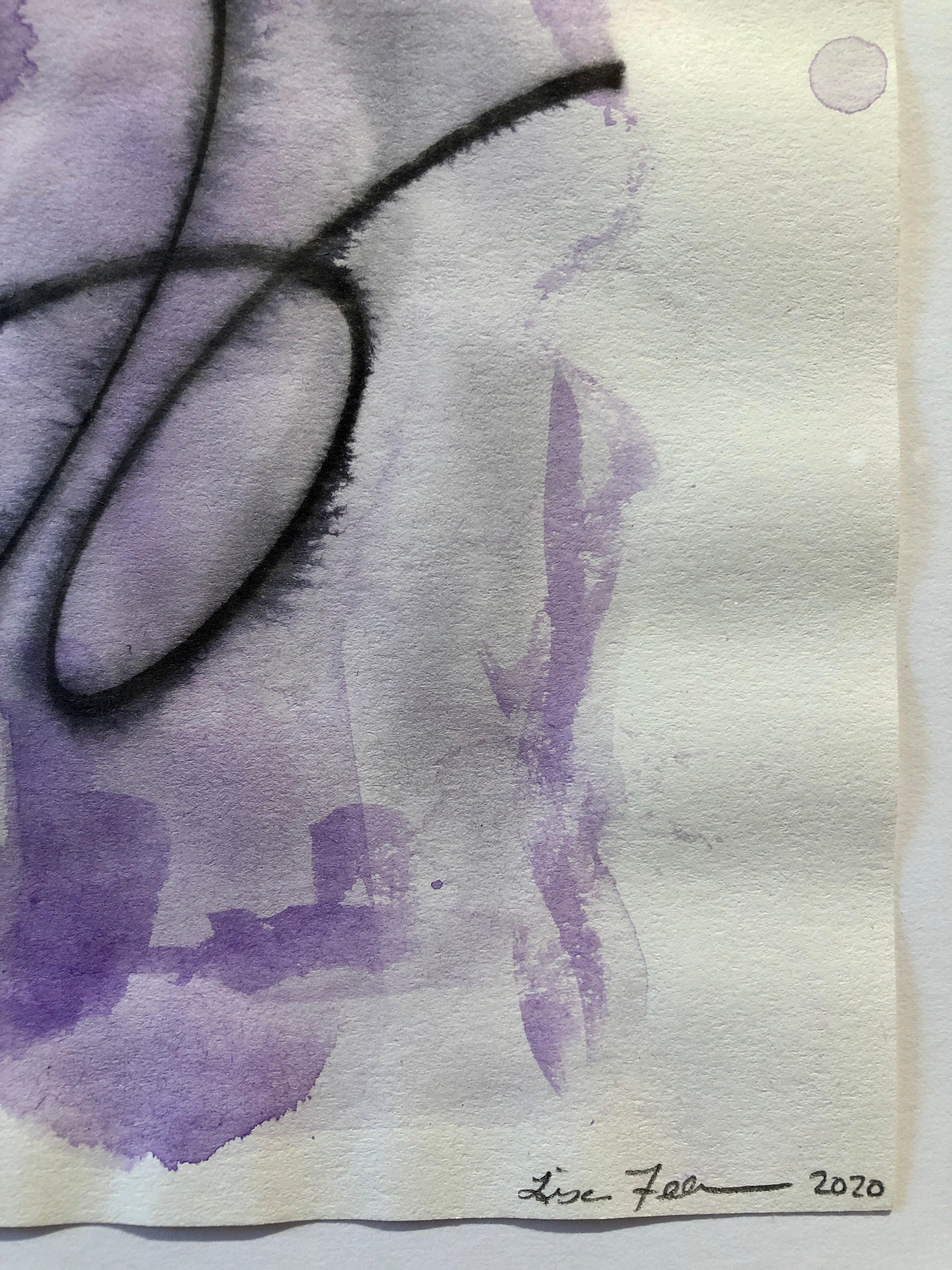 Line over Lavender, purple abstract watercolor painting on archival paper - Art by Lisa Fellerson