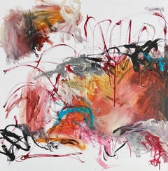 No.2, abstract expressionist painting on canvas, earth tones, pinks and reds