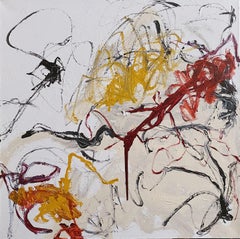 No.7, abstract expressionist mixed media painting on canvas, neutral tones