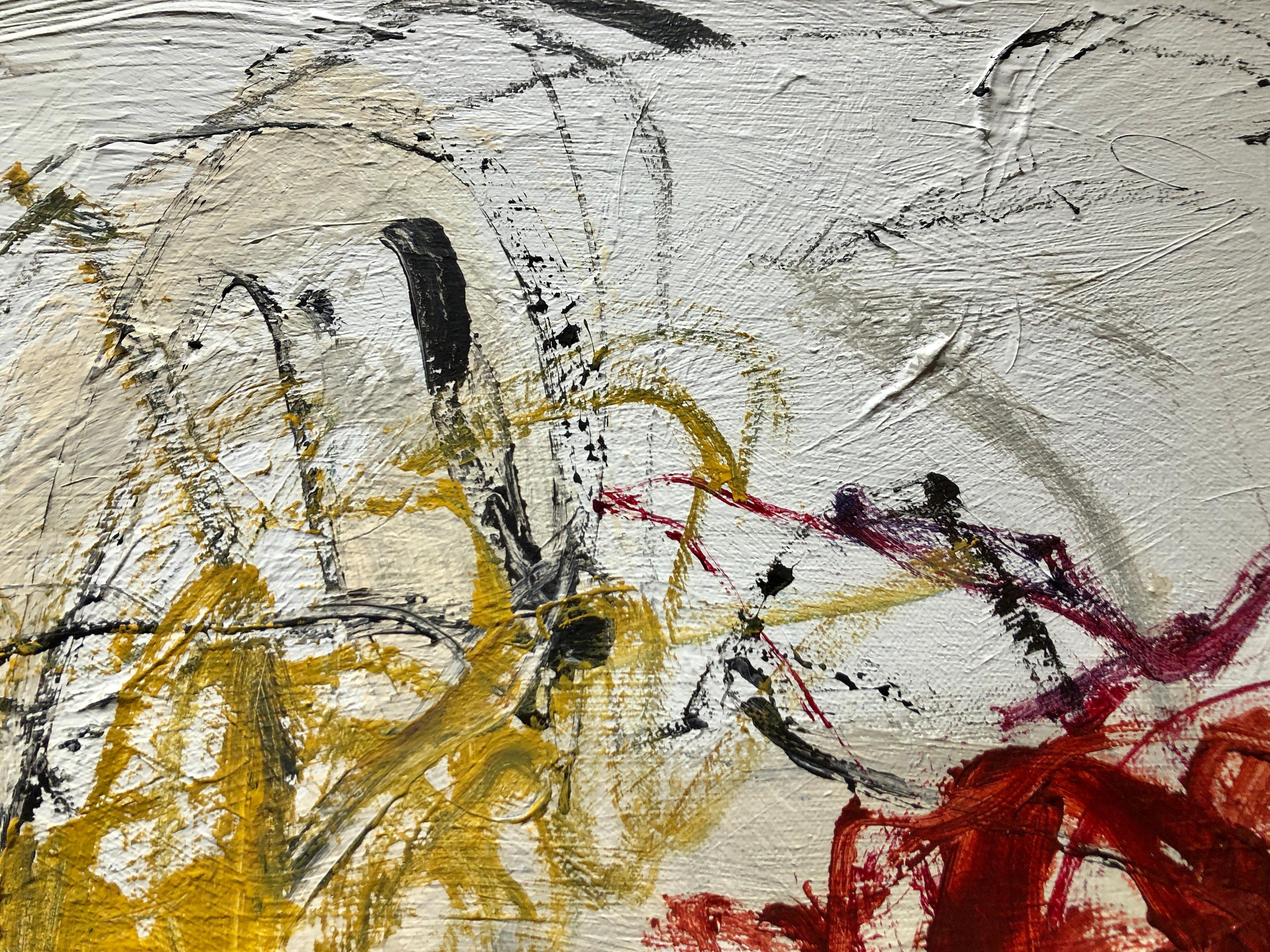 No.7, abstract expressionist mixed media painting on canvas, neutral tones - Abstract Painting by A'Driane Nieves