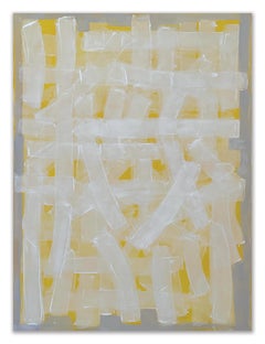YeWgw, abstract minimalist painting on canvas, grey, white and yellow