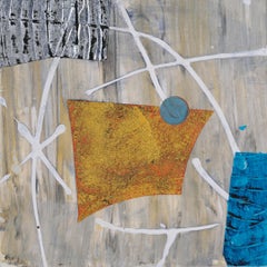 Portal #4, geometric abstract work on paper, neutral earth tones
