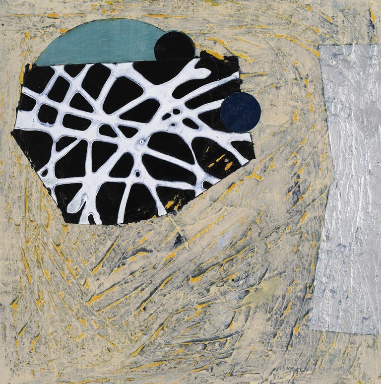 Francie Hester Abstract Painting - Portal #13, geometric abstract work on paper, black, white, earth tones