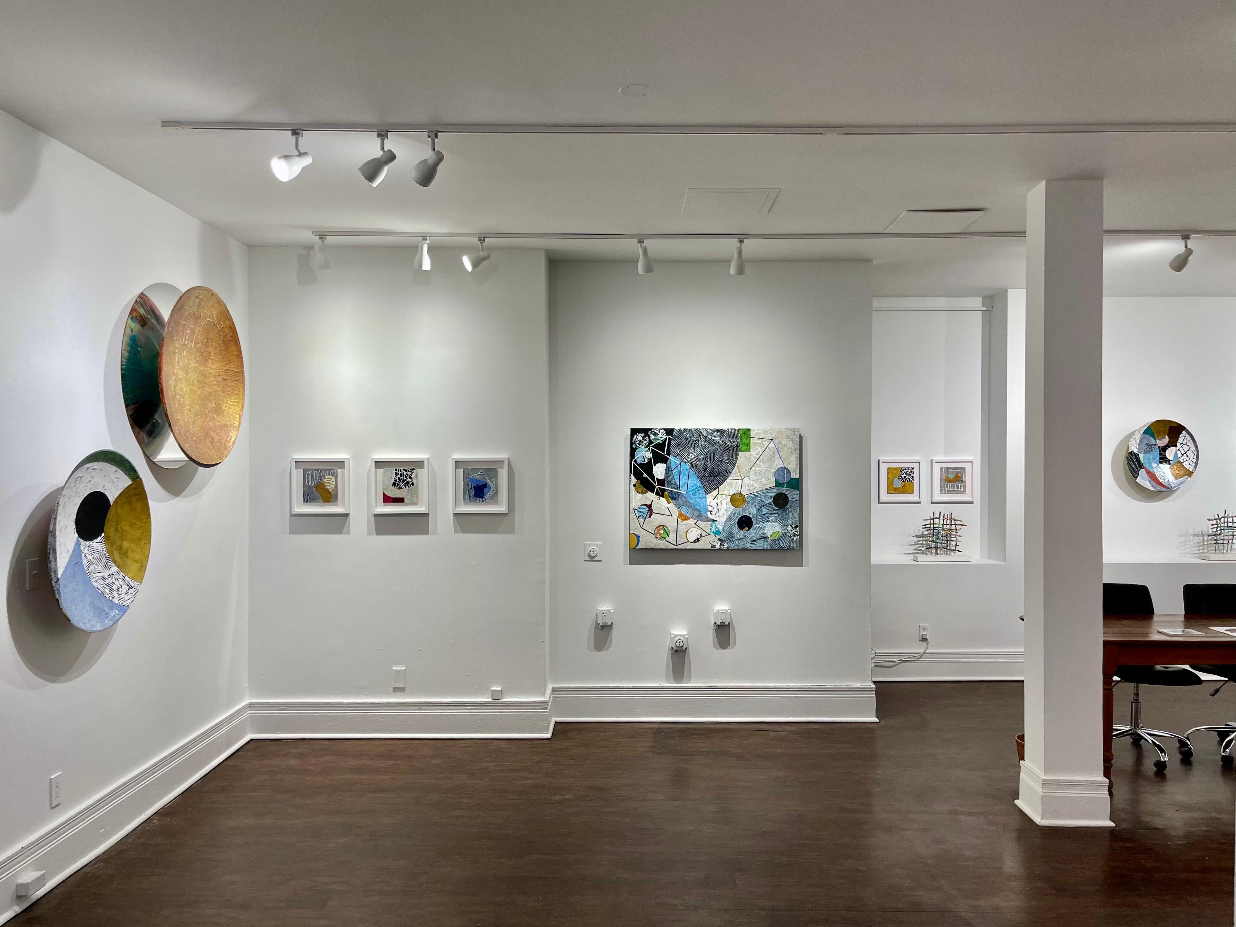 Portal #20, geometric abstract work on paper, grey and yellow - Contemporary Art by Francie Hester