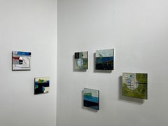 Crossing Lines, Intersections #8, pittura a tecnica mista blu e verde