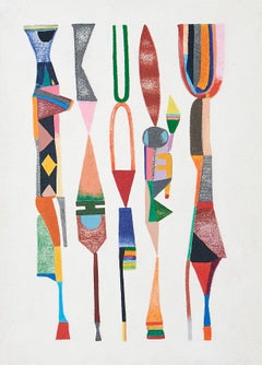 Untitled, Small Totems No. 2, multicolored abstract work on paper