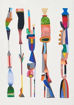 Untitled, Small Totems No. 3, multicolored abstract work on paper
