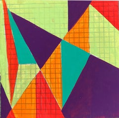 Untitled 2, abstract geometric pattern on paper, green, orange and purple