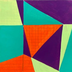 Untitled 9, abstract geometric pattern on paper, green, orange and purple