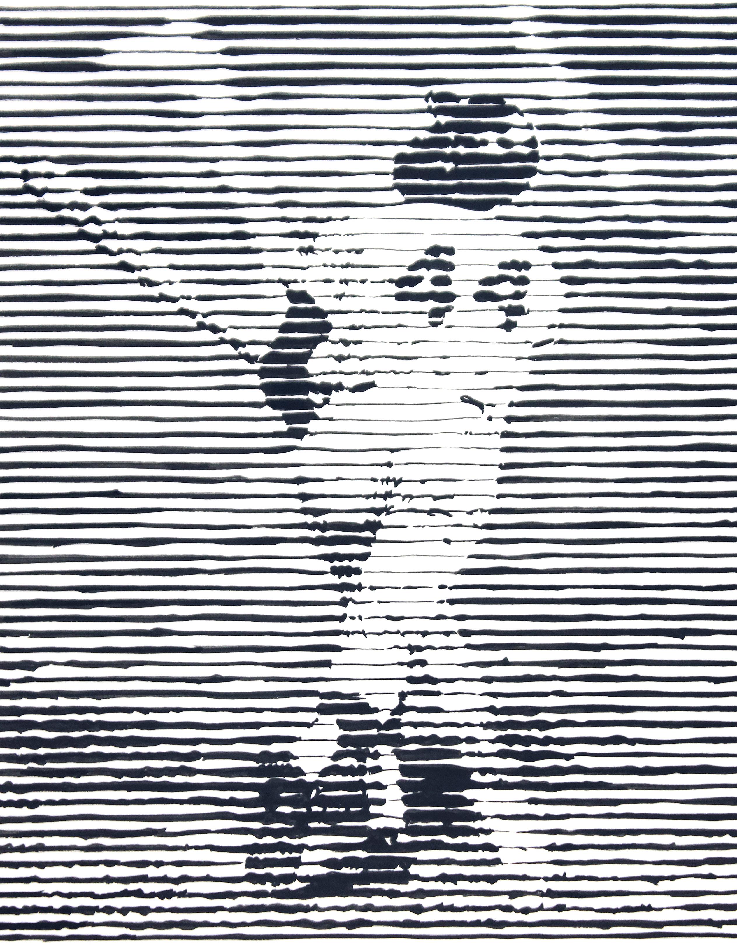 Charles Buckley Figurative Art – Hank Aaron, 6. August 1969, Schwarz-Weiß-Zeichnung, Baseballspieler, Sport