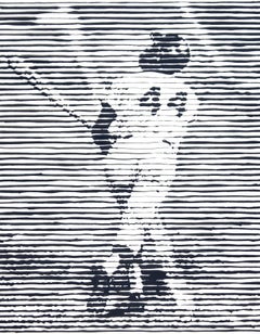 Hank Aaron, August 6, 1969, black and white drawing, baseball player, sports