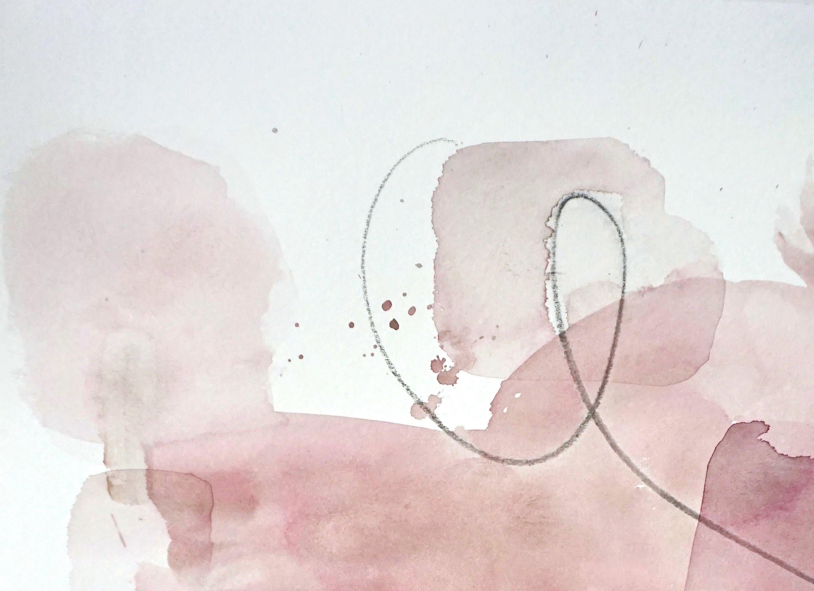 Nuance, pastel pink abstract watercolor painting on archival paper - Painting by Lisa Fellerson