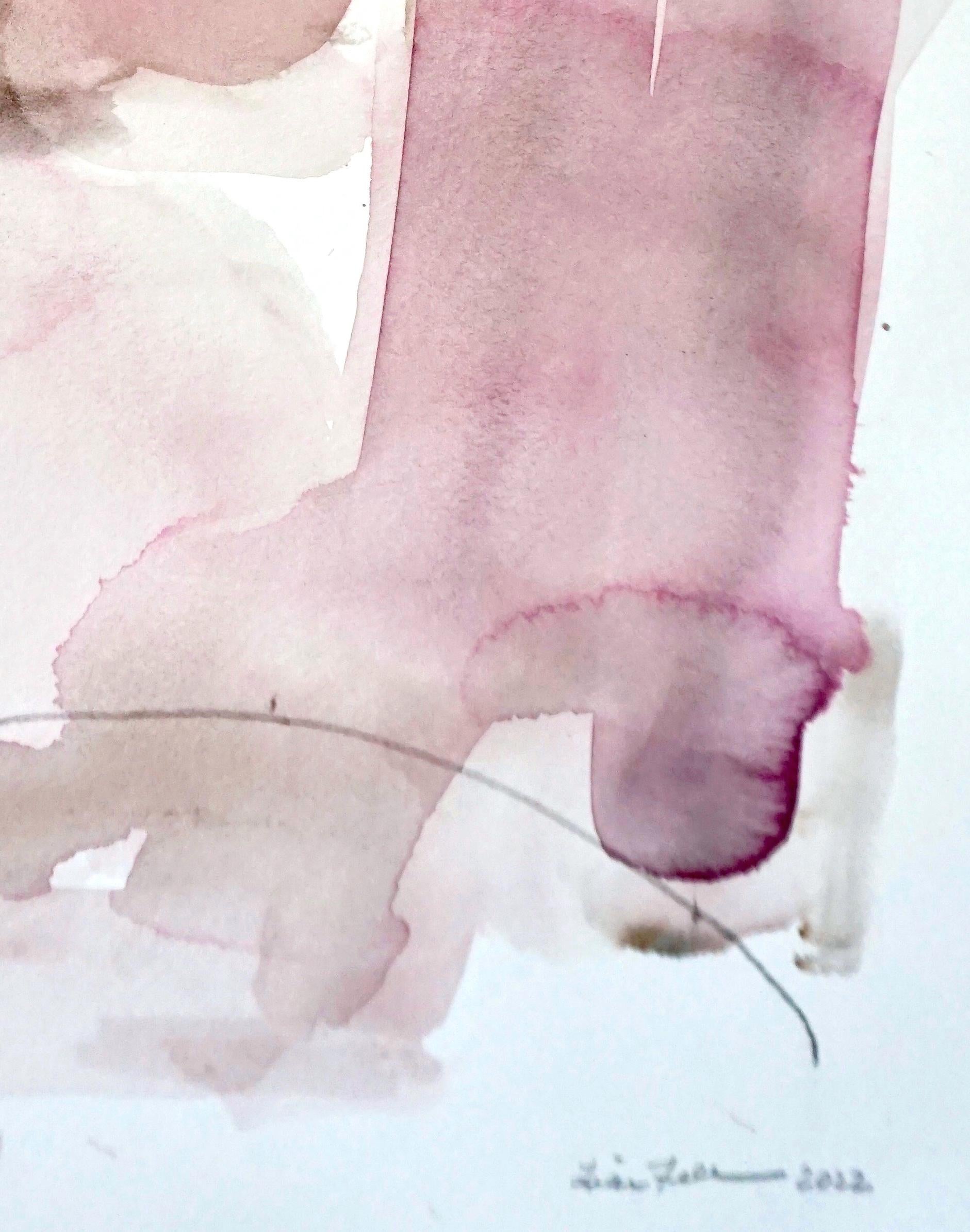 Matiz, pintura abstracta en acuarela rosa pastel sobre papel de archivo - Painting Expresionismo abstracto de Lisa Fellerson