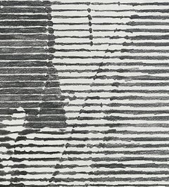 Stepping Out, disegno in bianco e nero di un uomo su un ponte