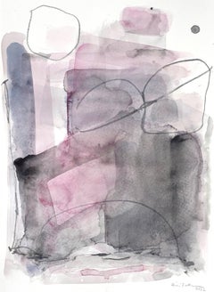 Rosey Combo, pastel pink and grey abstract watercolor painting on archival paper
