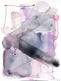 Smokey Combo, pastel pink grey abstract watercolor painting on archival paper