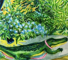 "Alligator Woman" 2022, watercolor, colored pencil, ink and gouache on paper