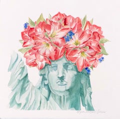 A Mighty Woman, portrait, watercolor, florals & nature