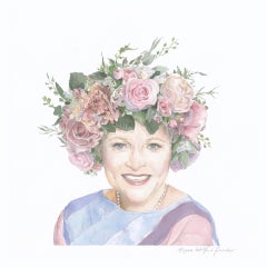 Betty, Porträt, Aquarell, Blumen und Natur