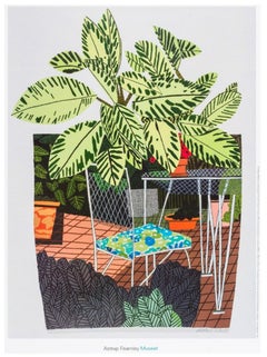 Pot de paysage avec affiche de chaise à fleurs