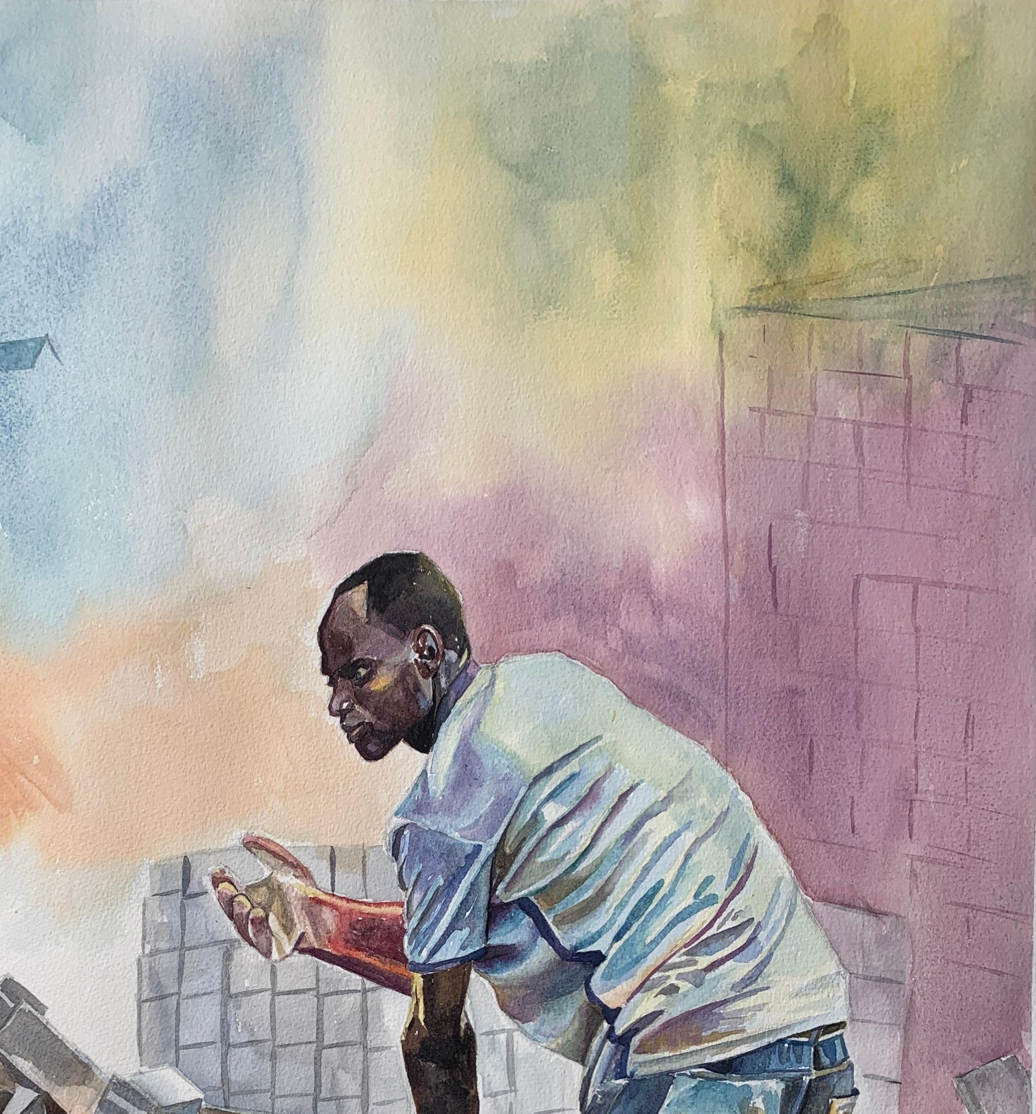 Bulls Eye (Respect) - 21st Century, Contemporary, Figurative, Construction, Work - Gray Figurative Art by Ephraim Udoka
