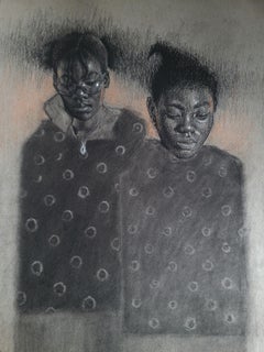 Quiet Time - Siglo XXI, Contemporáneo, Dibujo de retrato figurativo, Dos mujeres