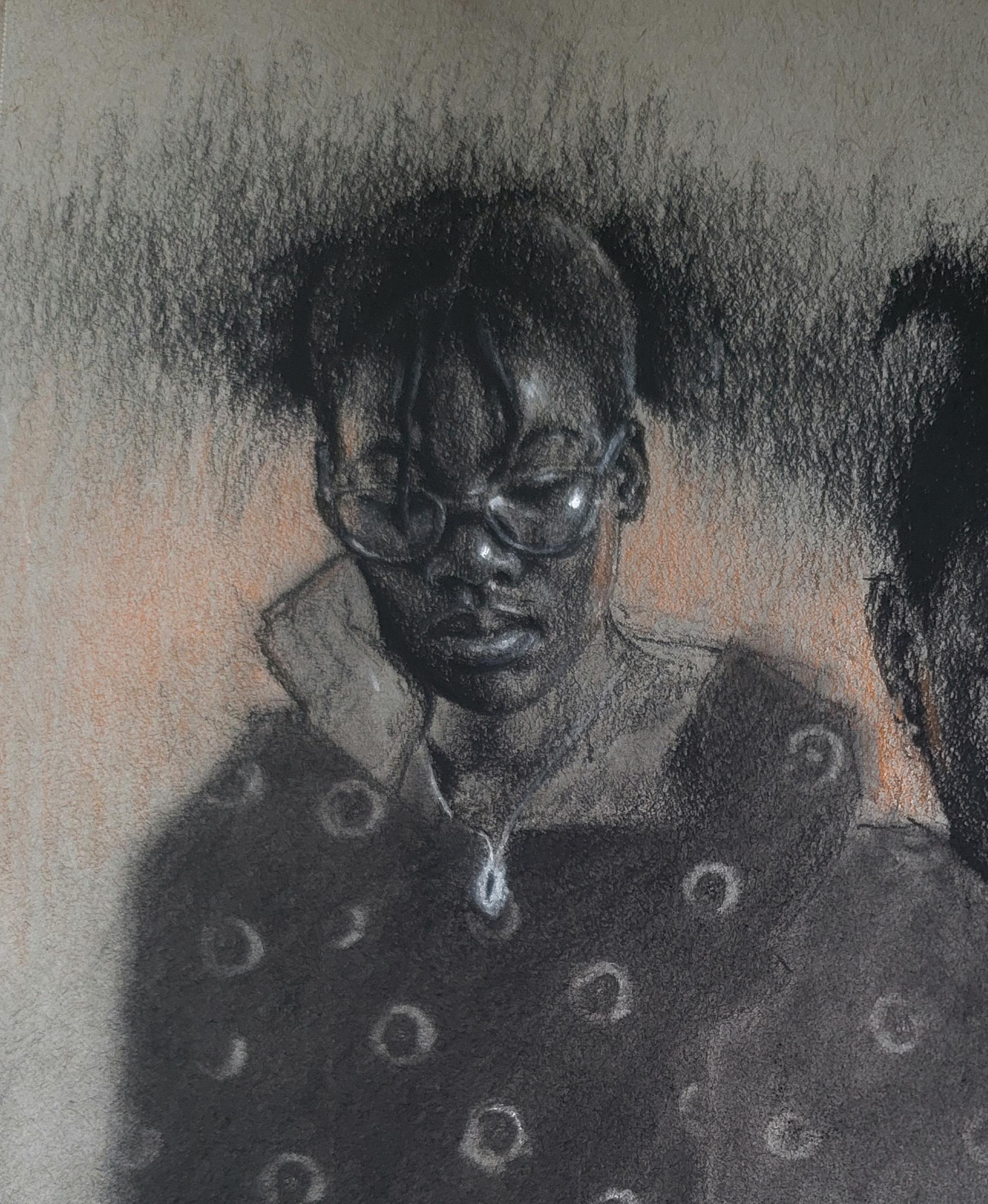Quiet Time - 21. Jahrhundert, Zeitgenössisch, Figurative Portraitzeichnung, Zwei Frauen – Art von Damilola Ilori