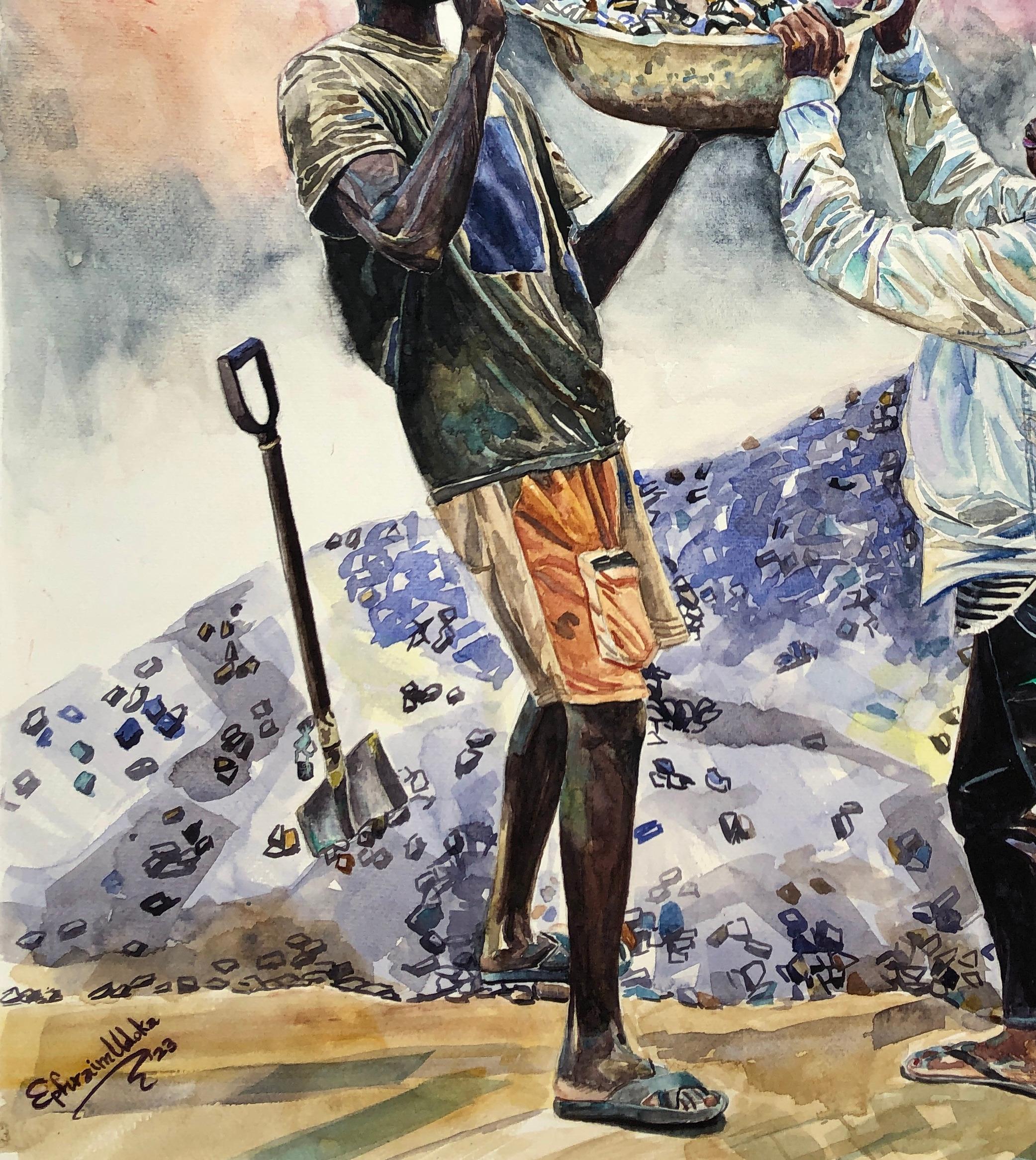 Support System (Respect) - 21st Century, Contemporary, Figurative, Construction - Beige Portrait by Ephraim Udoka